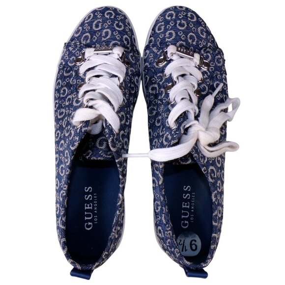 Guess Los Angeles Blue Logo Pattern Low-Top Casual Shoe Sneaker 9.5 #452 - Picture 3 of 10
